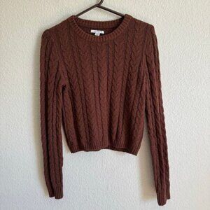 American Eagle Cable Knit Long Sleeve Pullover Preppy Sweater Brown Size M